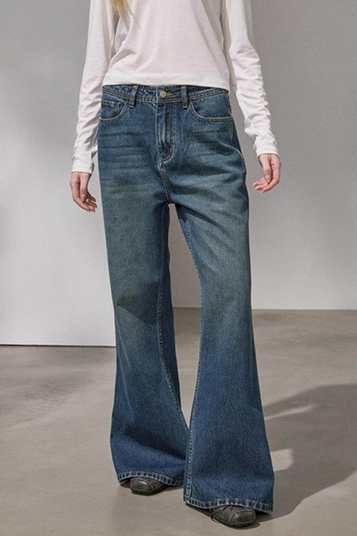 Embroidered Flared Denim Pants