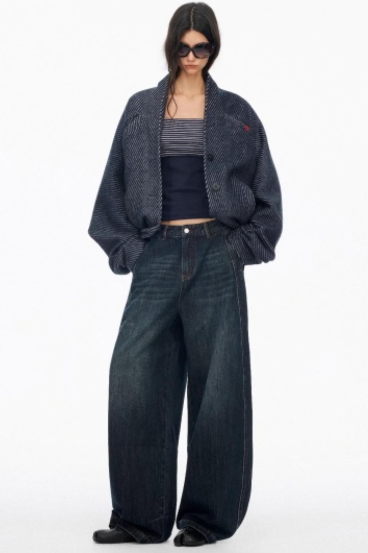 Distressed Cat Whiskers Straight Jeans