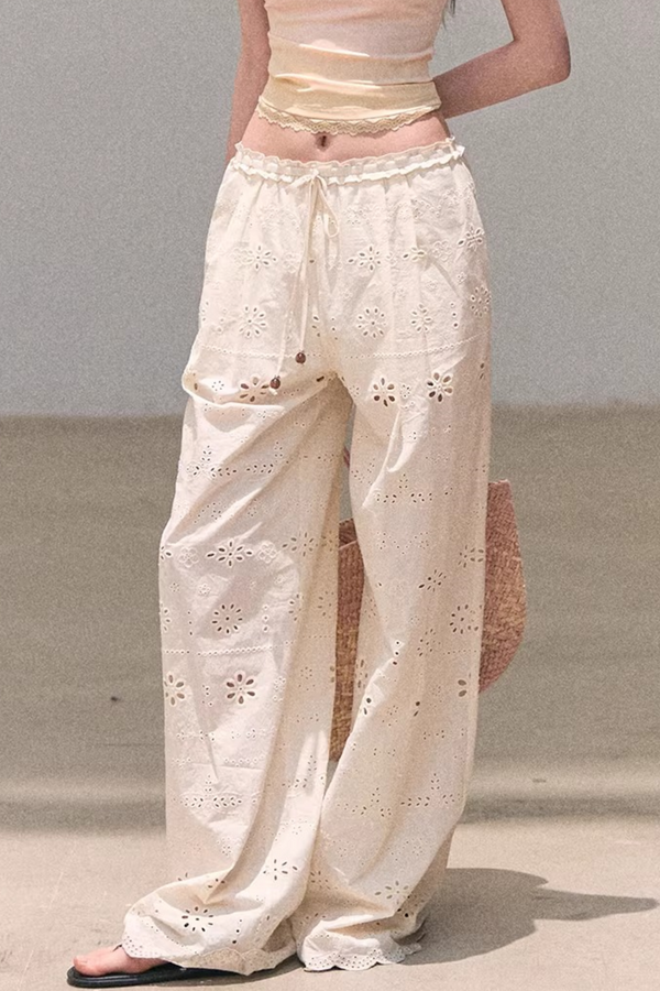 Embroidered Pure Cotton Pants