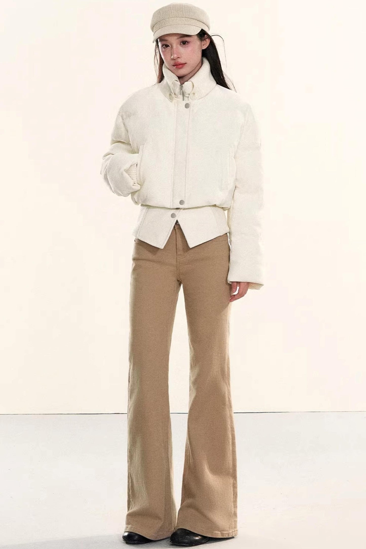 Velvet-Like Ruffle Trim Coat