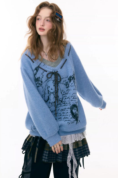 Velvet Rabbit Print Sweater