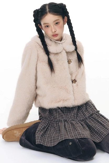 Faux Fur Doll Collar Jacket