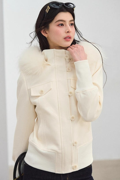 Fur Collar Khaki Jacket