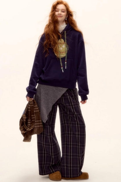 Brushed Fair Isle Knit Hoodie Sweater