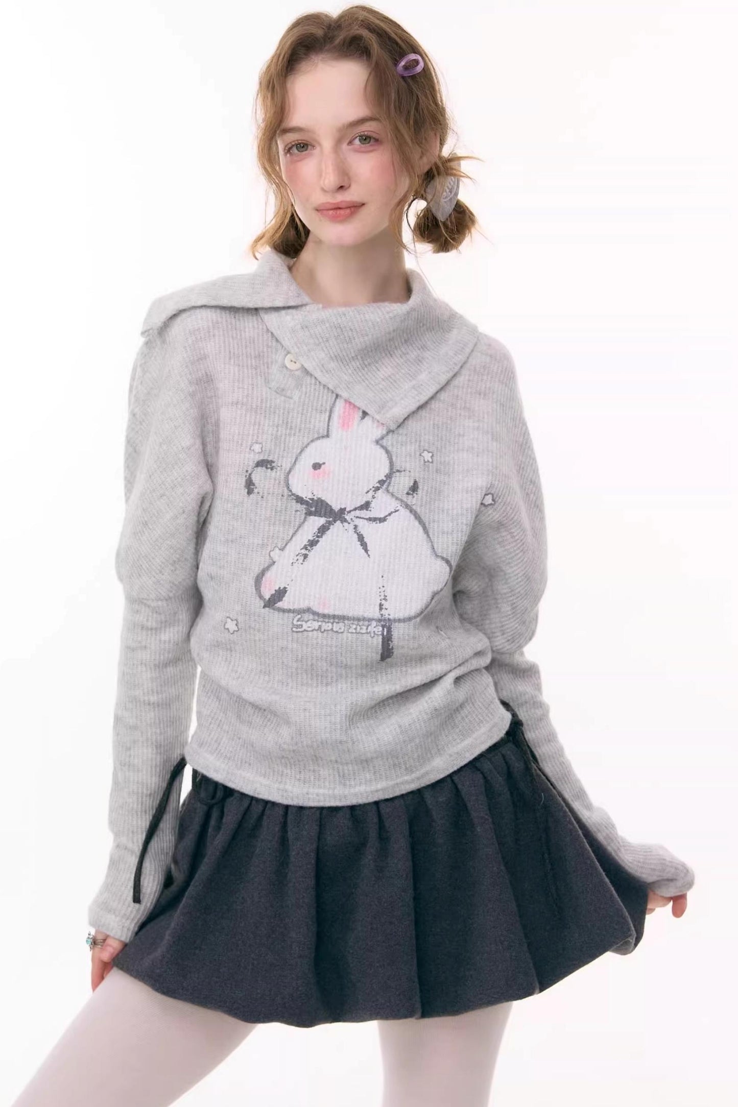 Rabbit Print Knitted Top