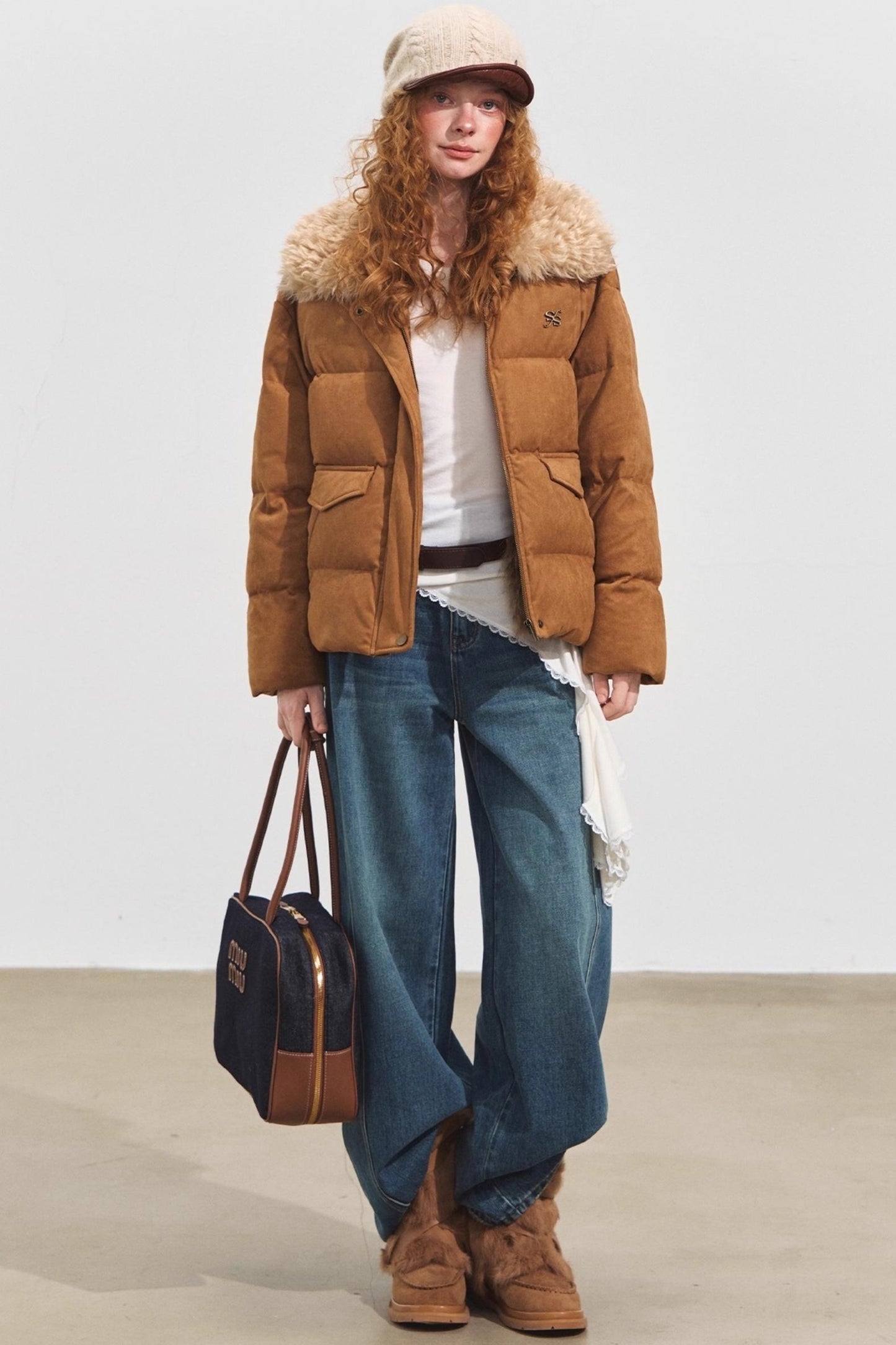 Three-Dimensional Split Wide-Leg Jeans