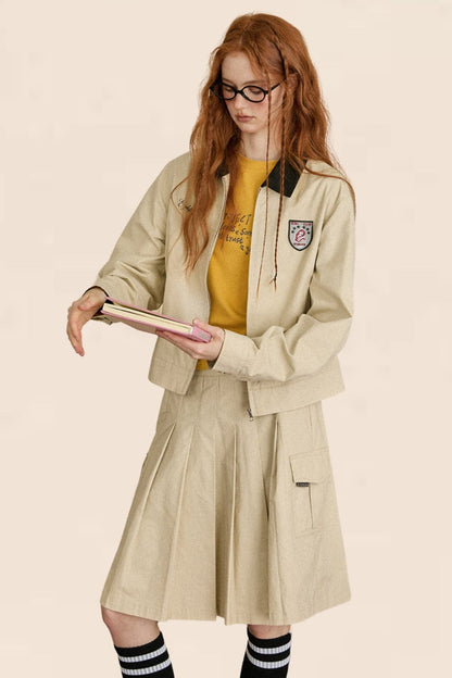 Retro College Jacket Two-Piece Set-Up