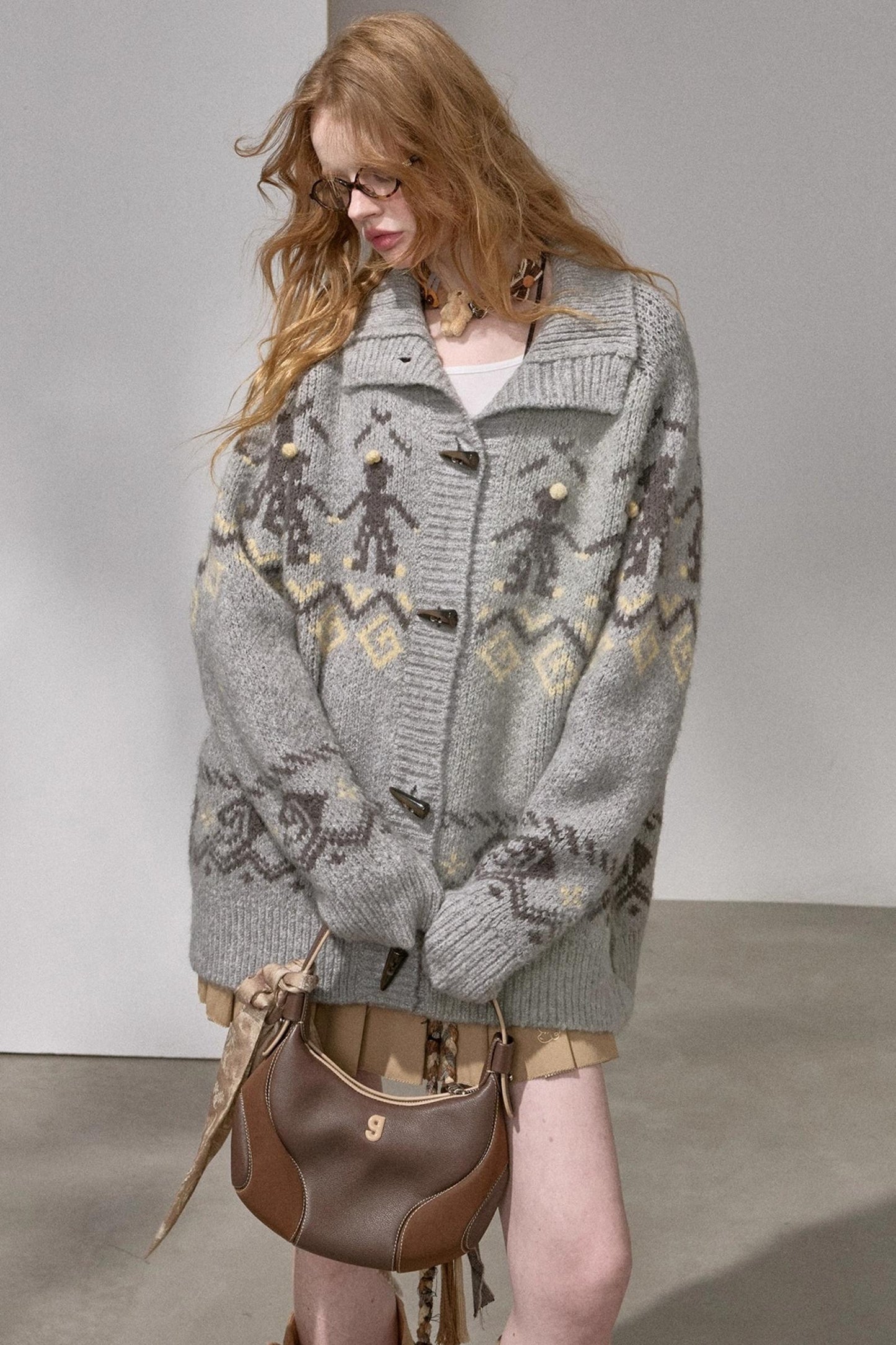 Pom-Pom Knit Cardigan Jacket