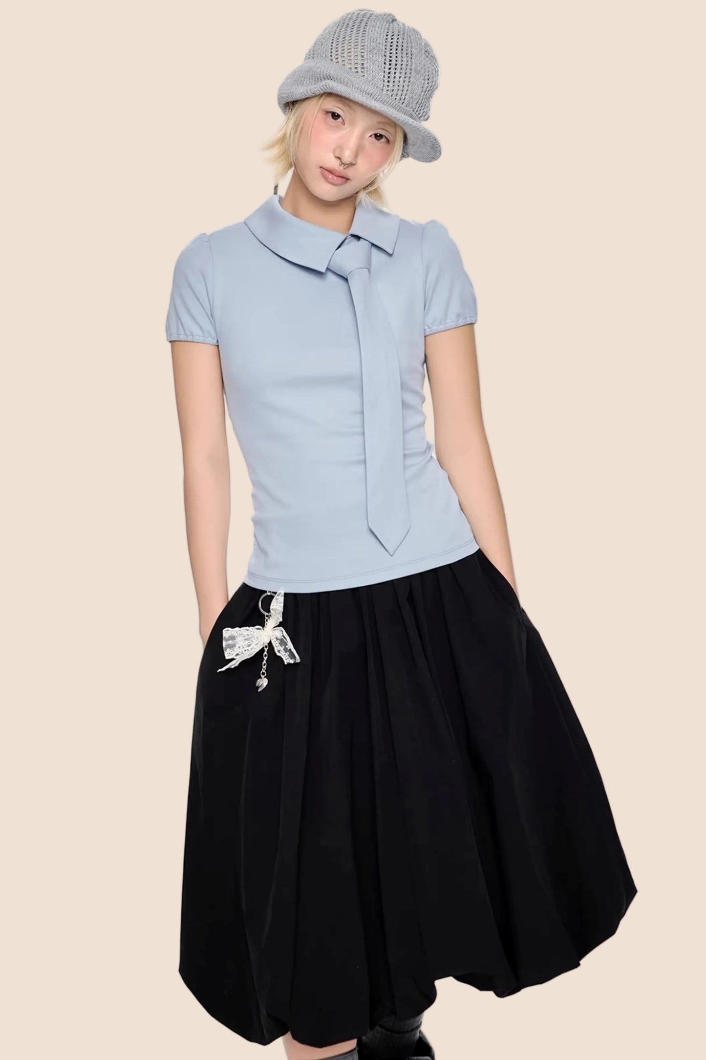 Diagonal Tie Knitted Top