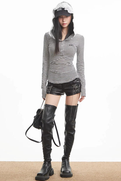 Lace Patchwork Hooded Top