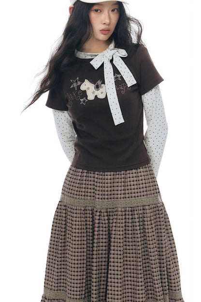 T-Shirt mit Pony-Applikation und Stickerei