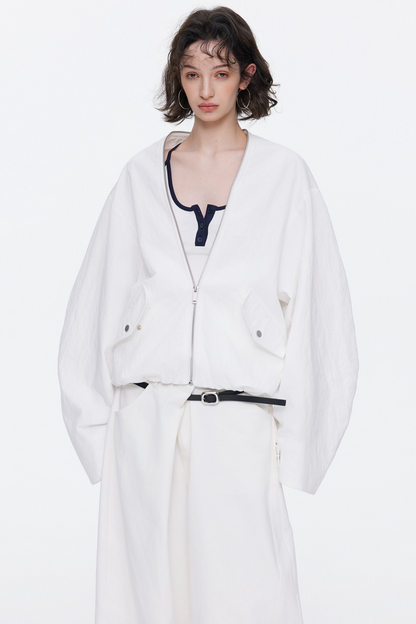 Simple Pleated Cocoon Coat