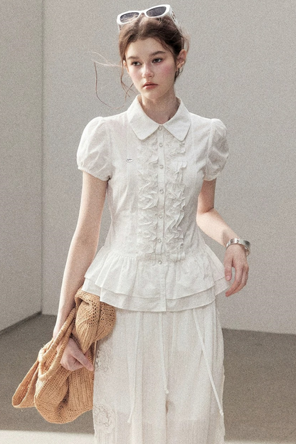 Pure White Ruffled Blouse