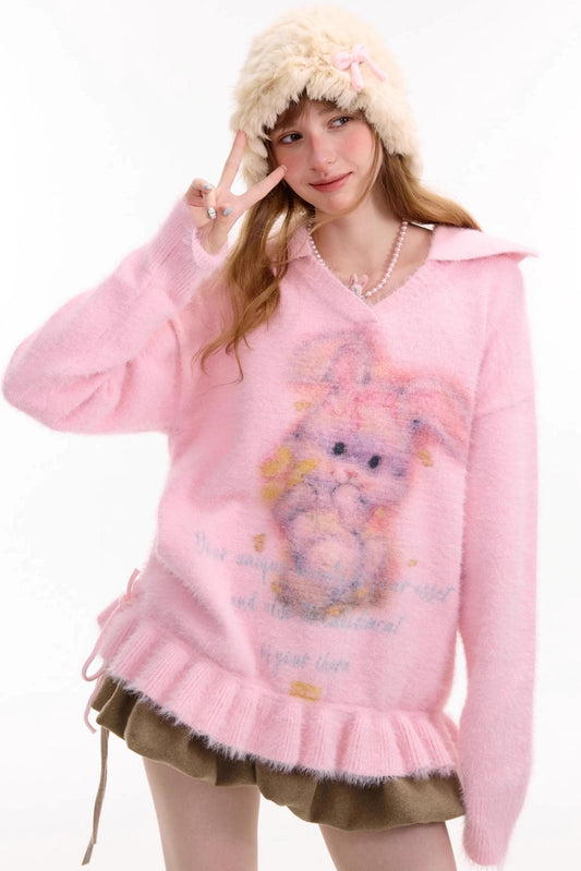 Pleated Hem Drawstring Sweater