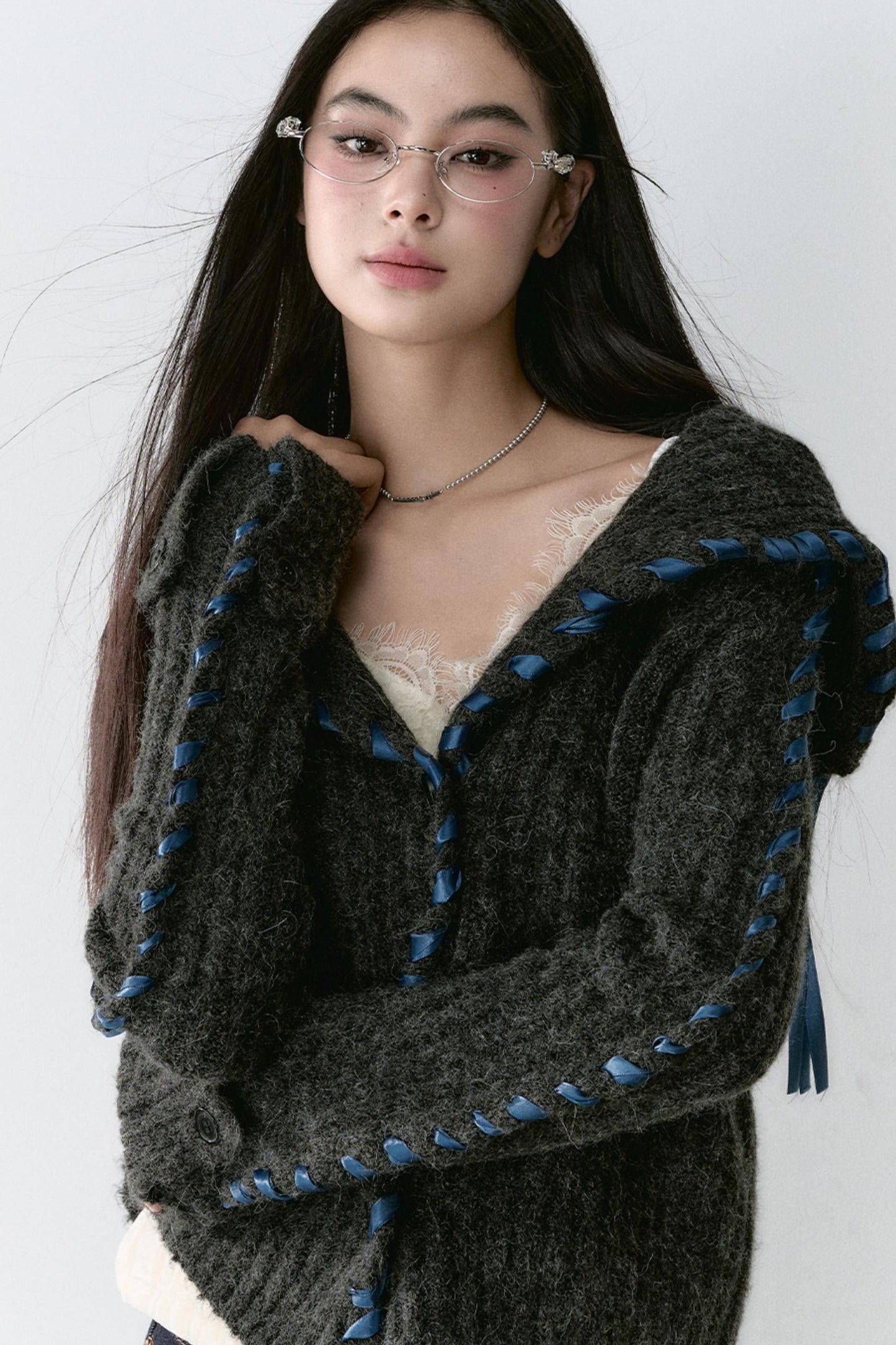 Big Lapel Alpaca Knit Cardigan