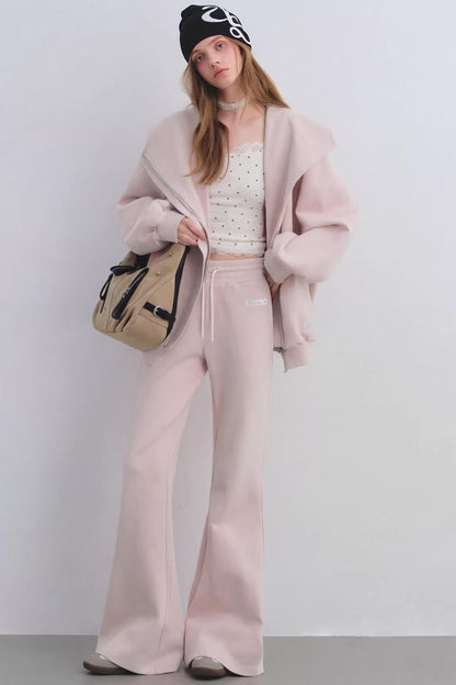 Pink Hooded Zip-Up Jacket Set-Up