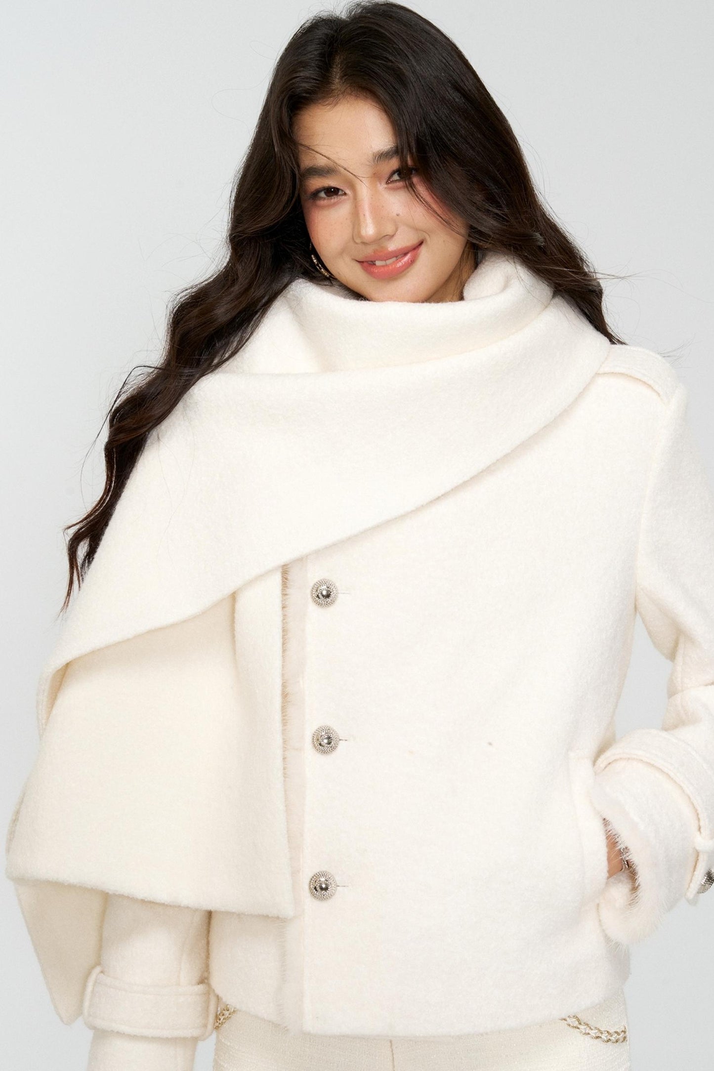 Exquisite Woolen Cropped Jacket Set-Up