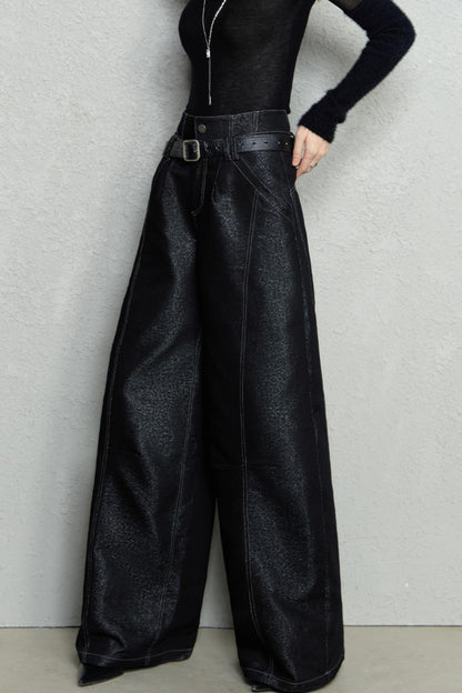 Double-Waisted Glitter Denim Pants