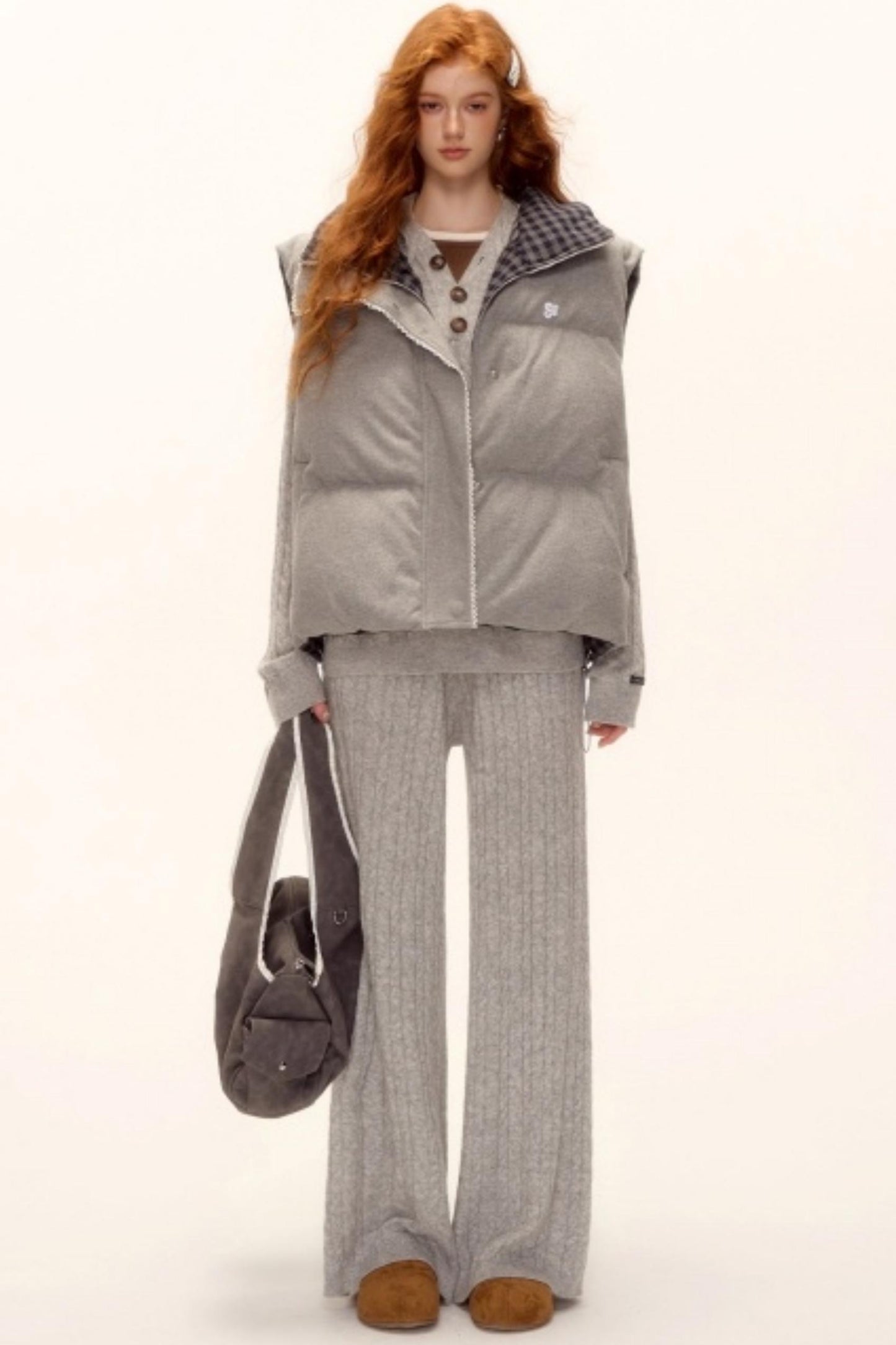 Reversible Plaid Lace Vest