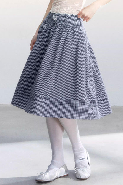 Lace-Up Top and Plaid Skirt Set-Up