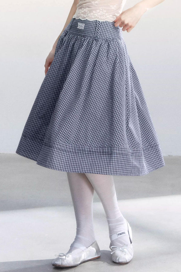 Lace-Up Top and Plaid Skirt Set-Up