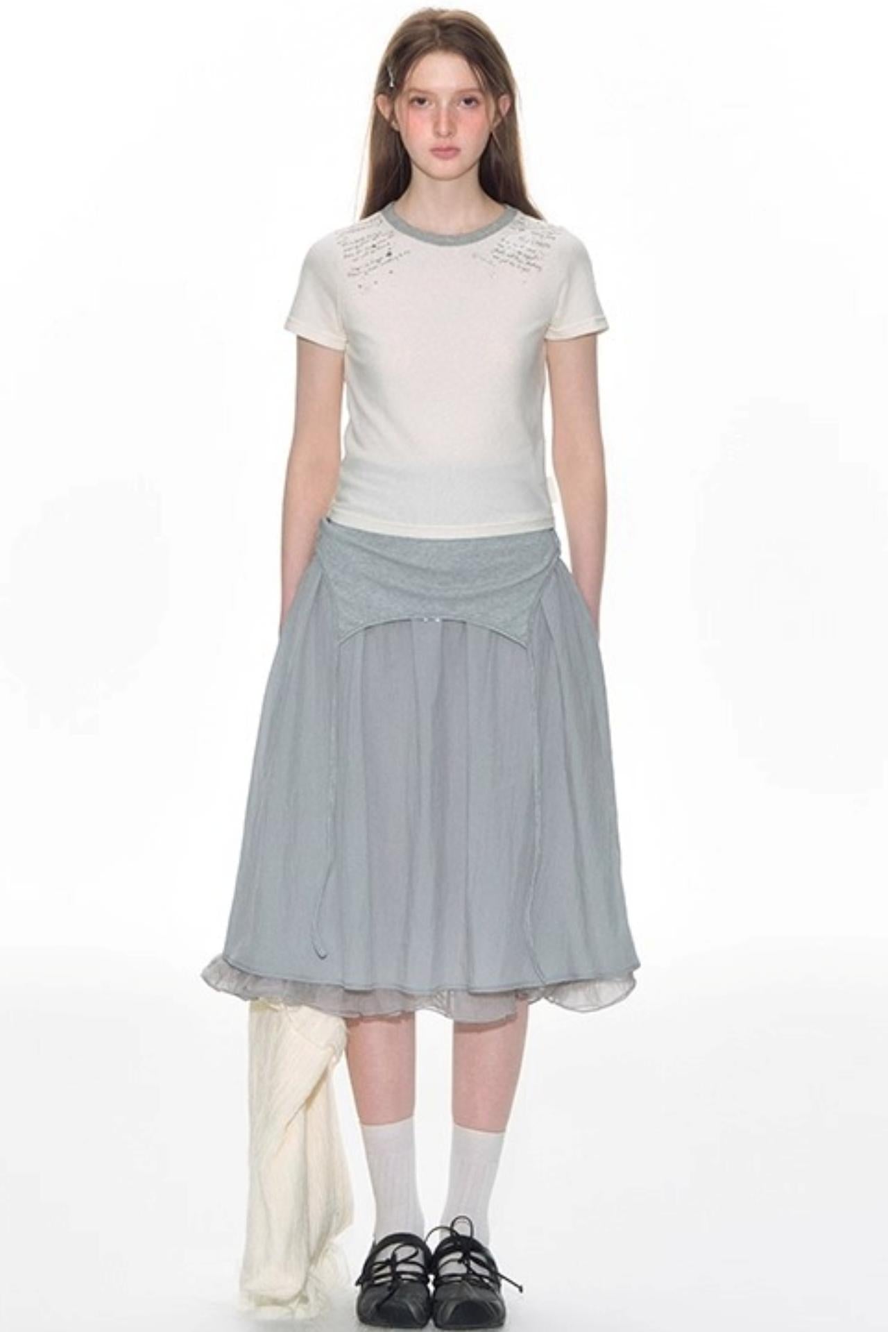 Original Patch Print Short Sleeve Summer Top