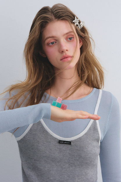 Farbblockiertes Strick-Camisole-Top