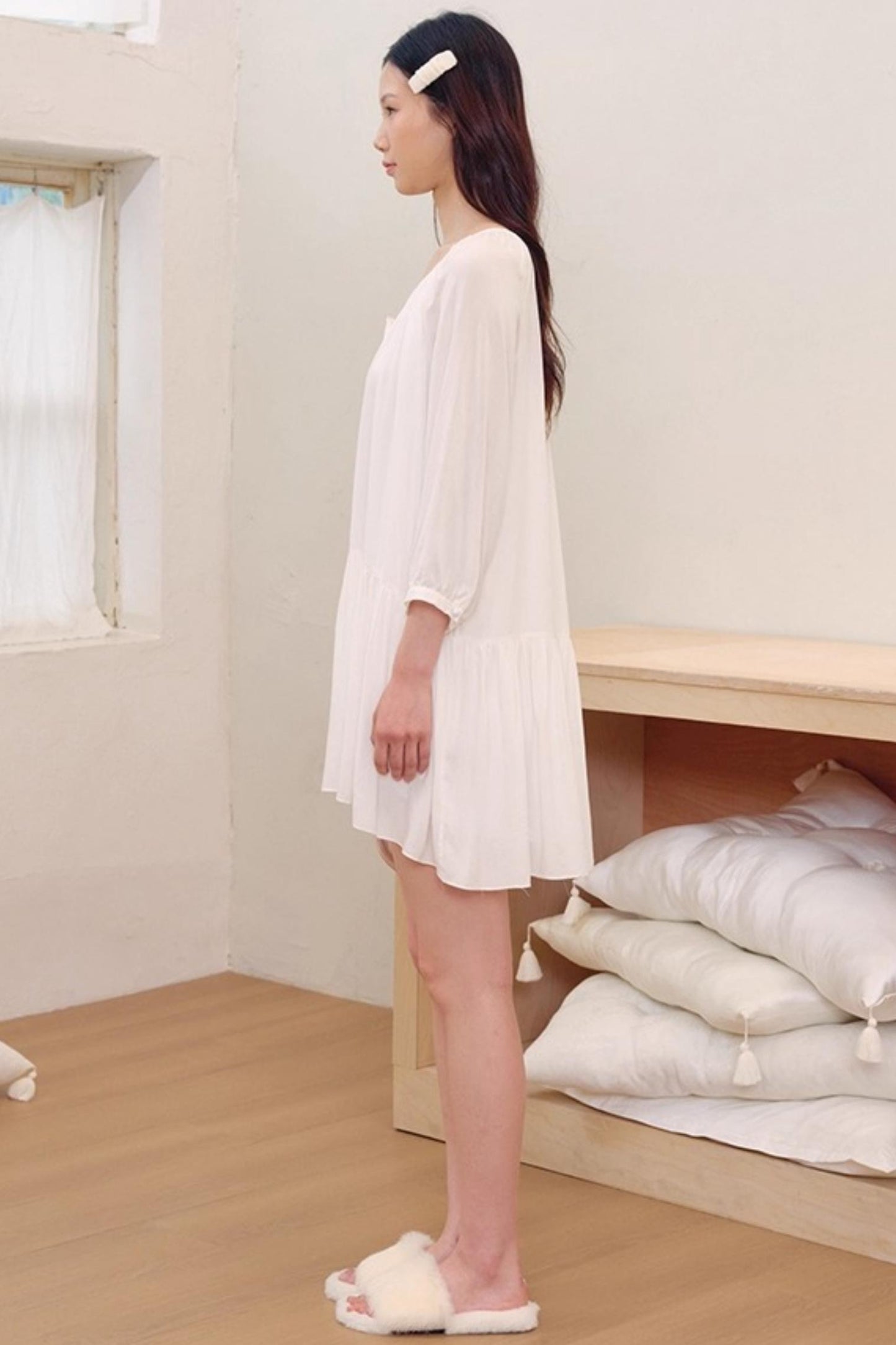 Light Dance Long-Sleeved Shirt Dress