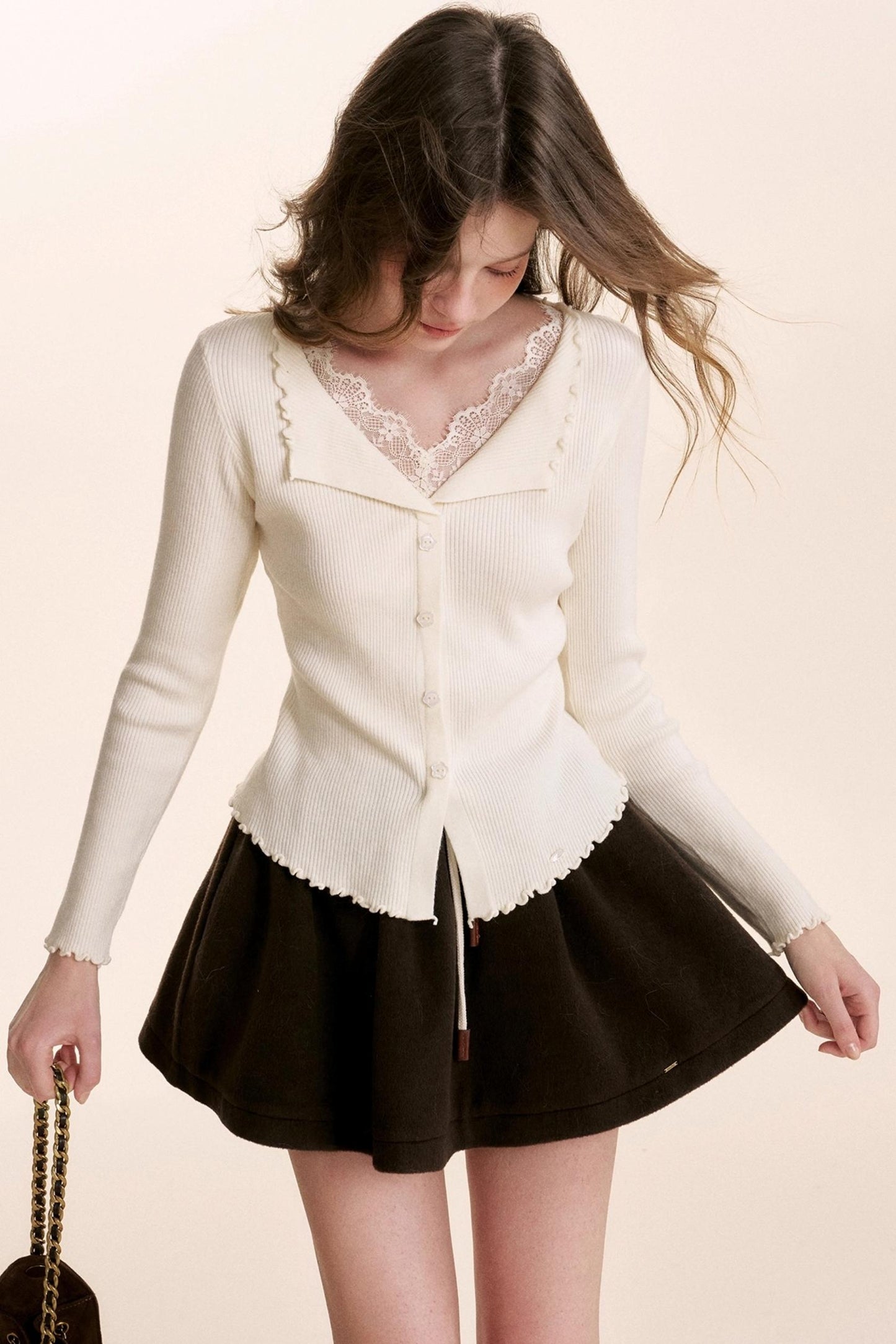 Fragrant Chocolate Wool A-Line Skirt