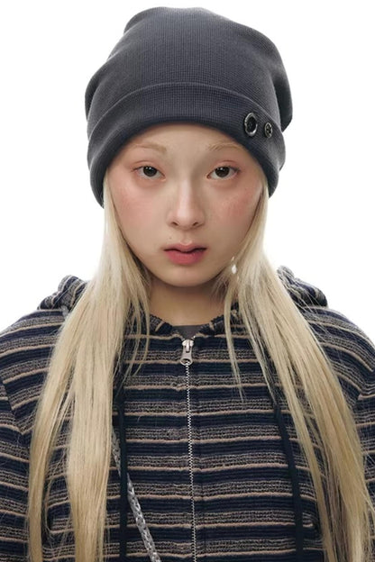 Striped Textured Hooded Sweatshirt