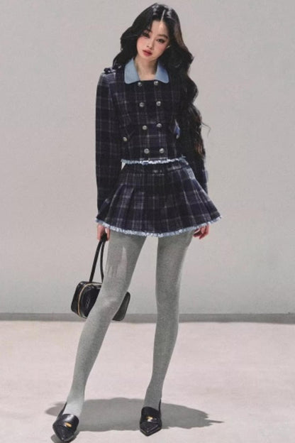 Proust Blue Plaid Suit Set-Up