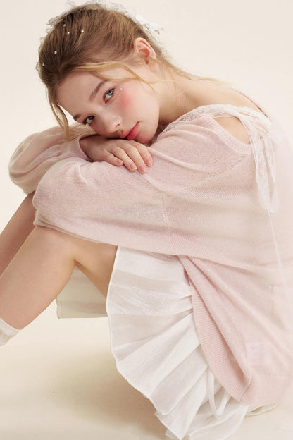 Slouchy Lace-Up Mohair Pullover Set