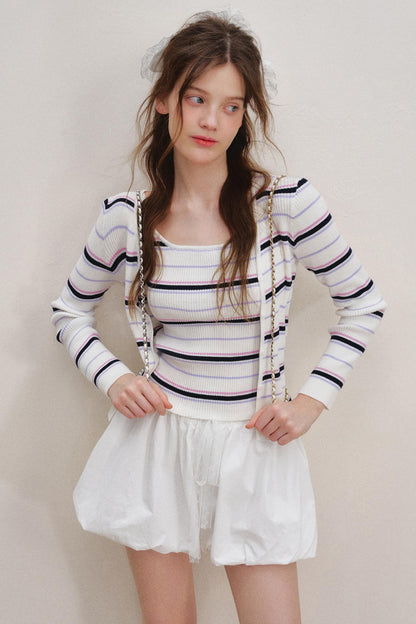 High-Waist Lace-Up Bubble Shorts