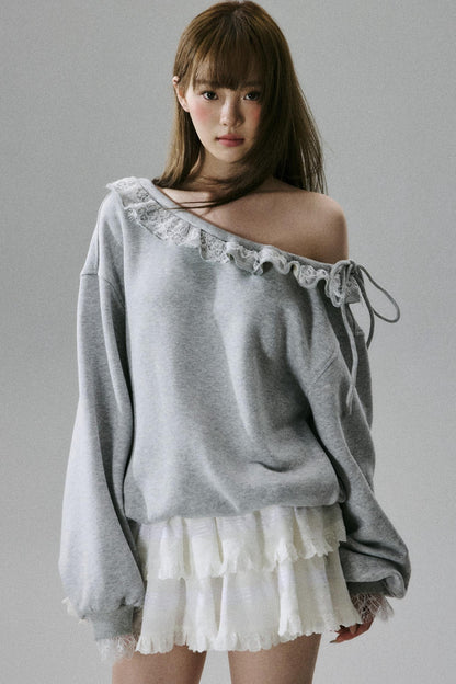 Lace-Trimmed Sweatshirt