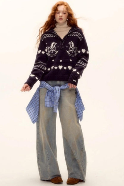 Retro Jacquard Knit Sweater