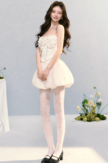 Embroidered Roses Two-Piece Skirt Set-Up