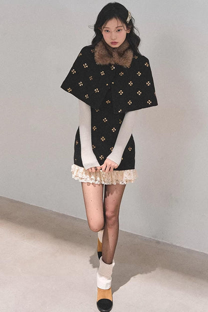 French Woolen Lace Dress Set-Up