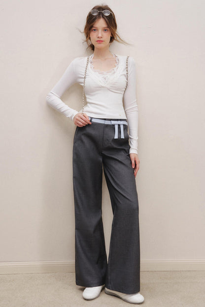 Lace V-Neck Knit Sweater Set-Up