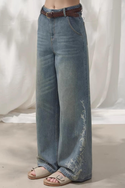 Laser Embossed Vintage Jeans