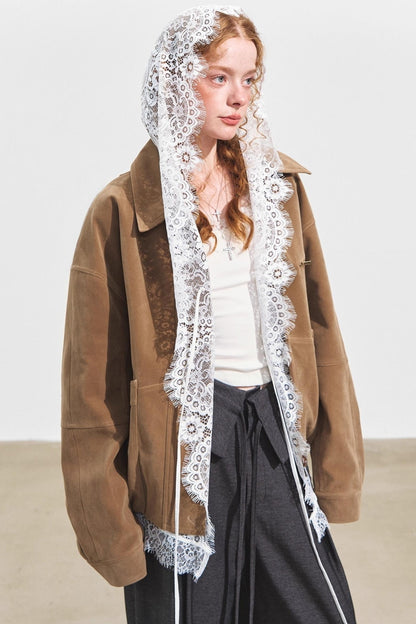 Hooded Panelled Lace Cover-Up Outer