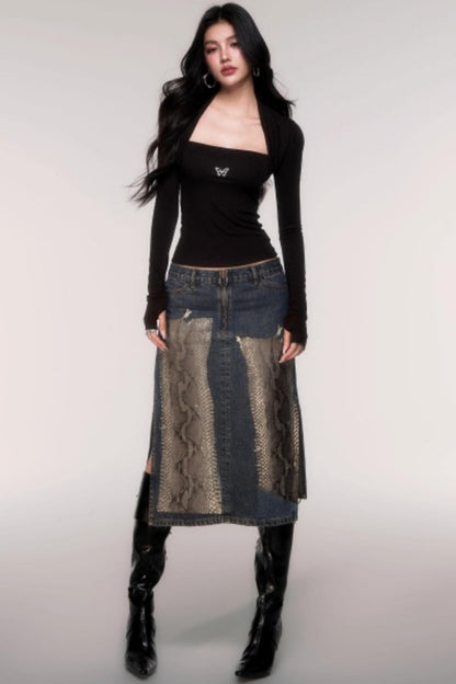 Slimming Fake Two Sleeve Knit Top