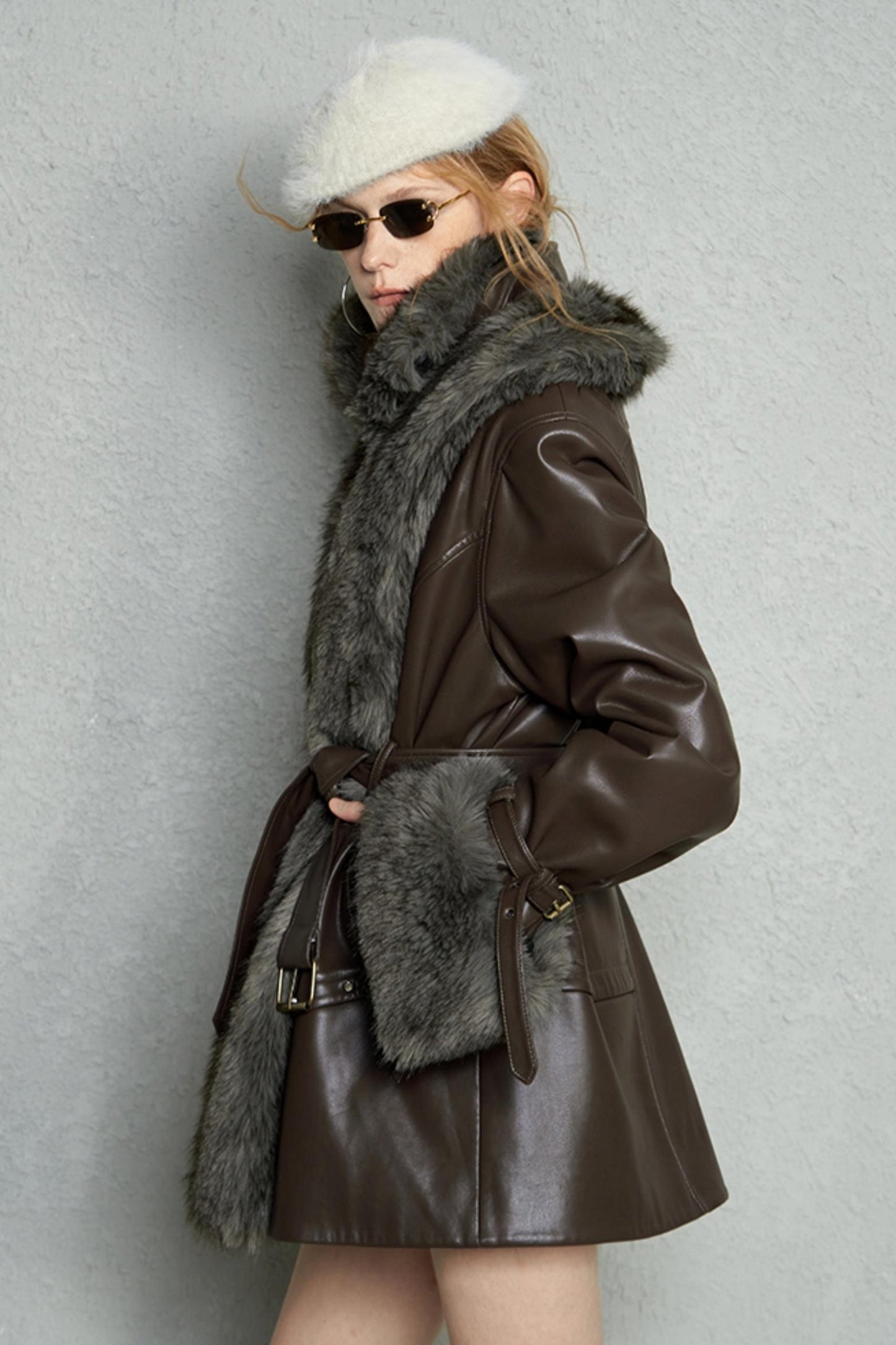 Detachable Eco-Fur Padded Leather Jacket