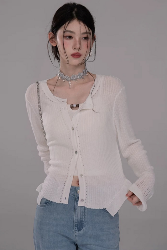Cloud White Knit Cardigan