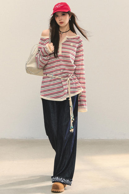 Pink Striped Knit Top