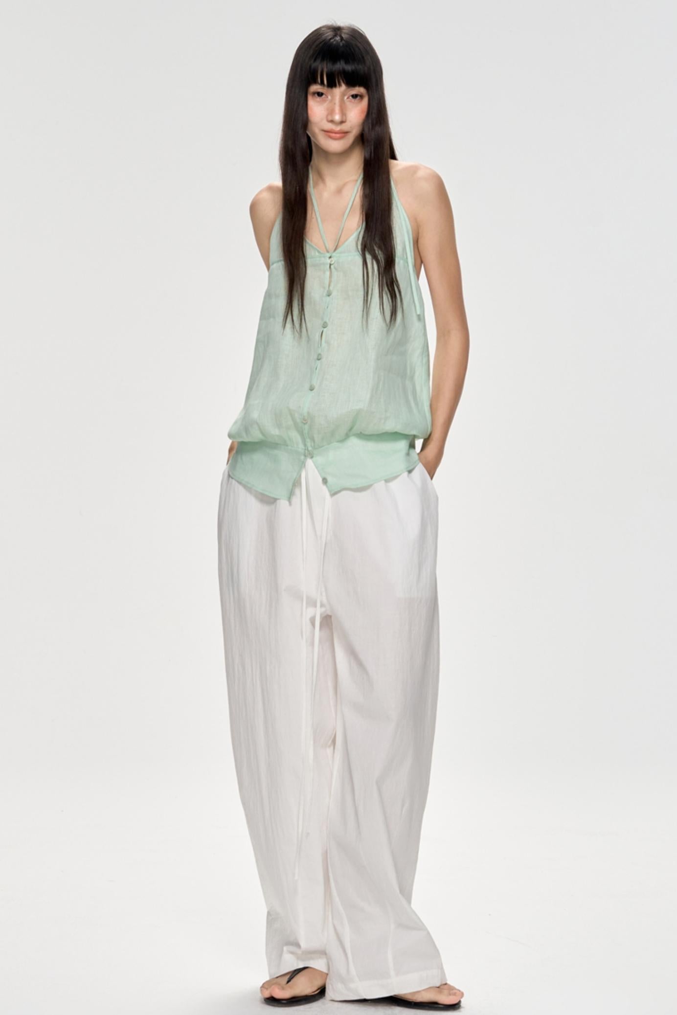 Backless Plaid Tank Top