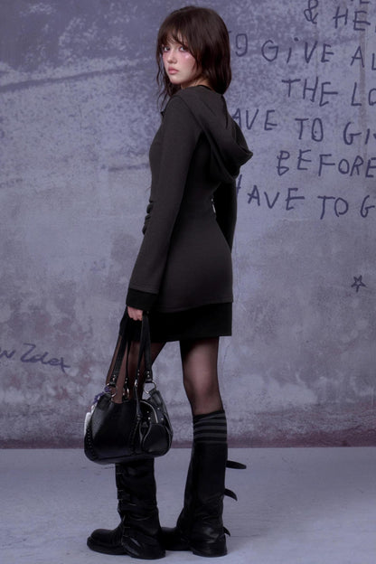 Slim Cross Hoodie Dress
