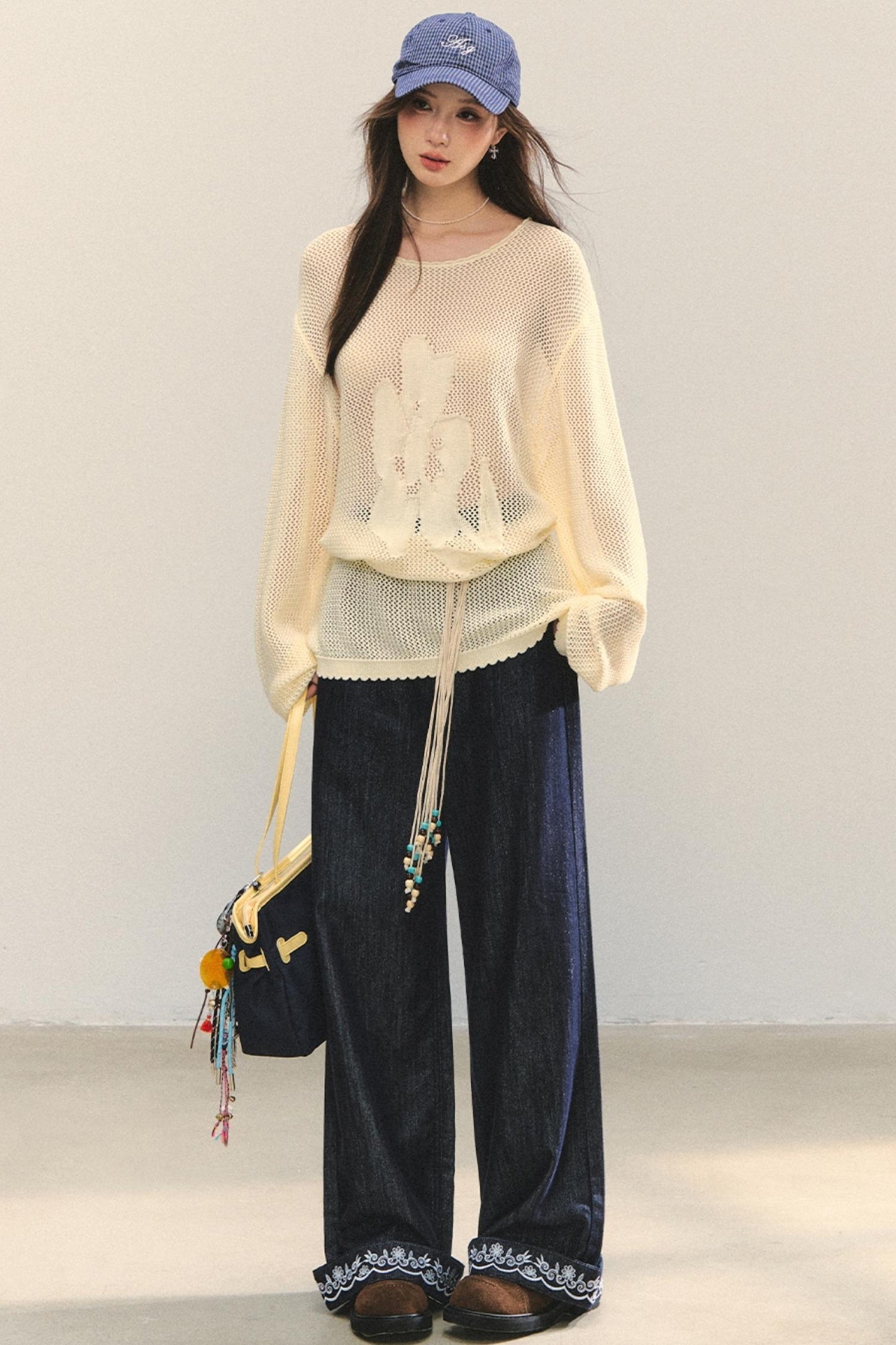 Floral Cutout Long Sleeve Top