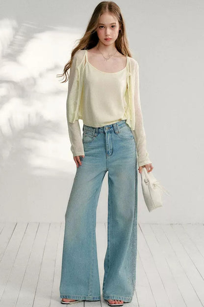 Hollow Knit Cardigan Set