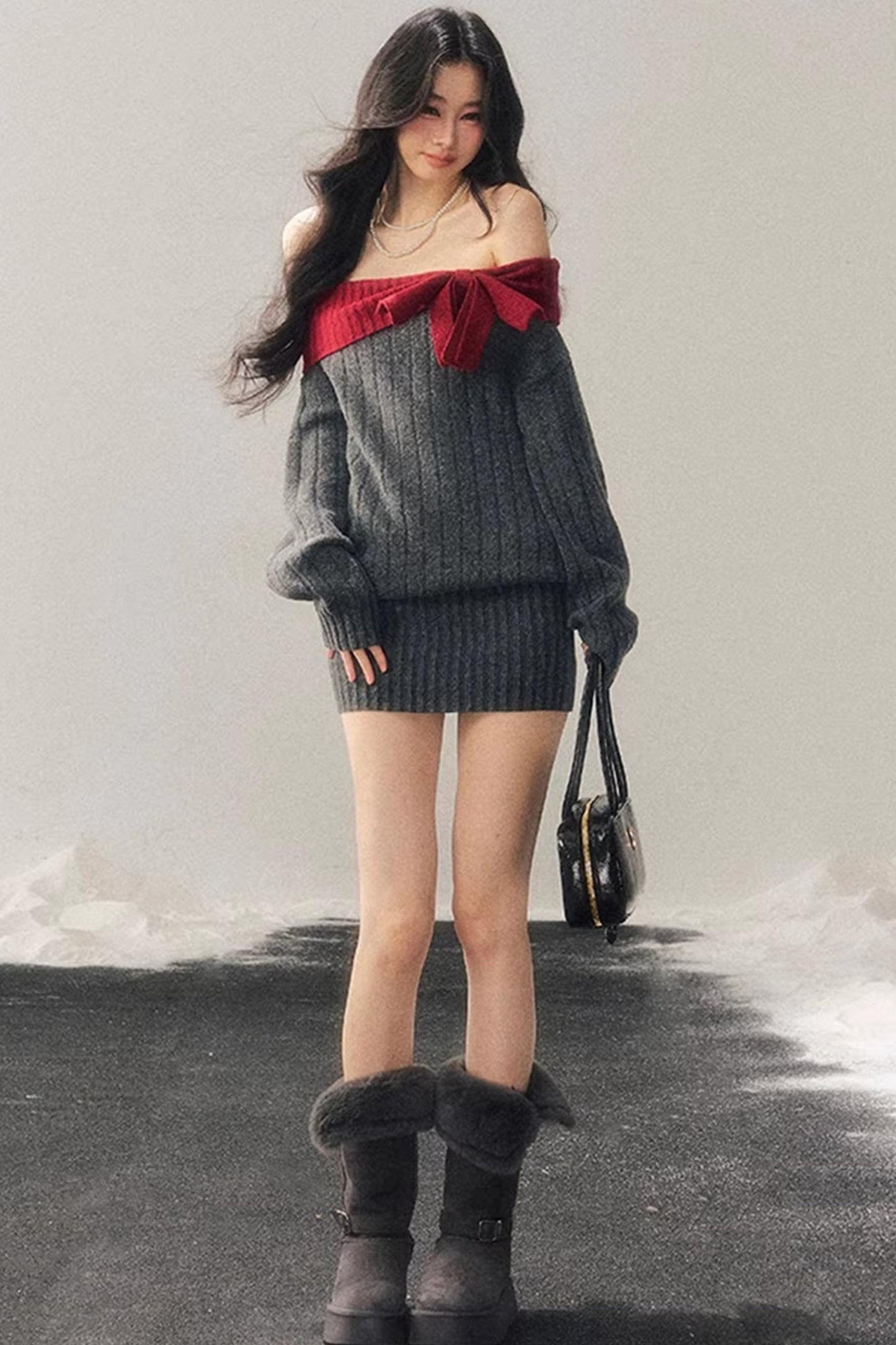 Off-Shoulder American Sweater Dress