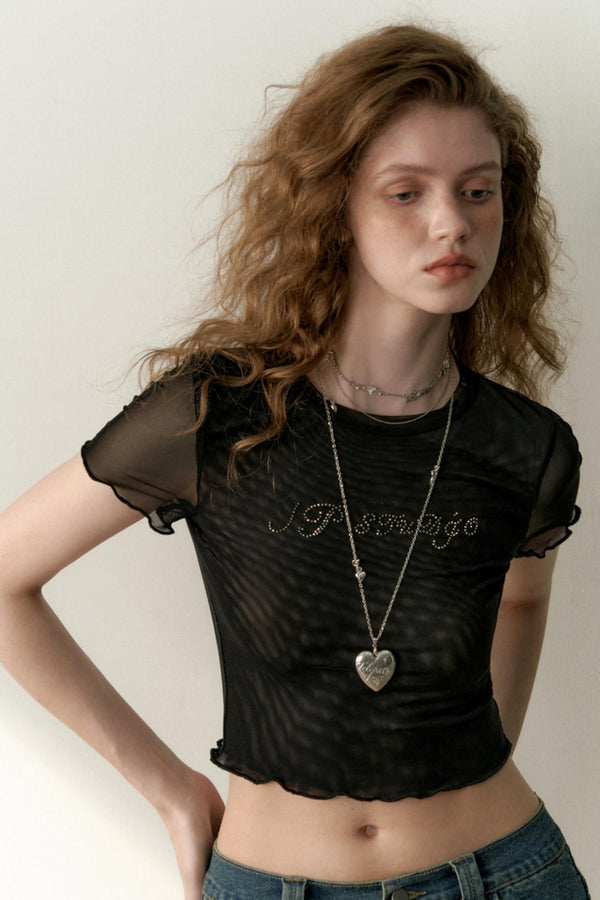 Multicolor Mesh Letter Tee